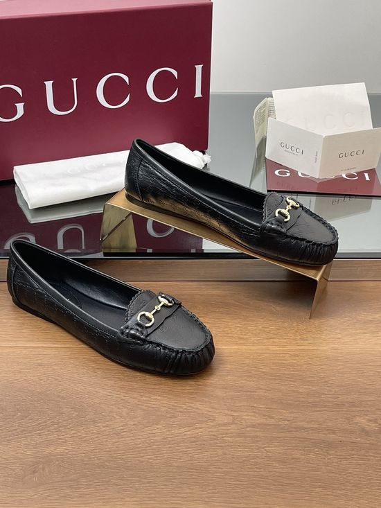 Gucci Classic Horsebit Flat Shoes Premium Fabric Durable Leather Outsole