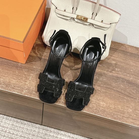 Hermes Elegant High-heeled Sandals with H Toe Design