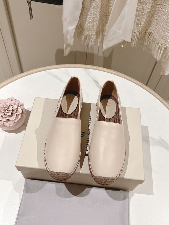 Brunello Cucinelli Classic Linen Blend Espadrilles Hand Stitched Non Slip Sole