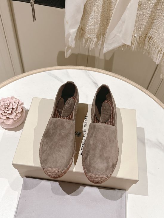 Brunello Cucinelli Classic Linen Blend Espadrilles Hand Stitched Non Slip Sole