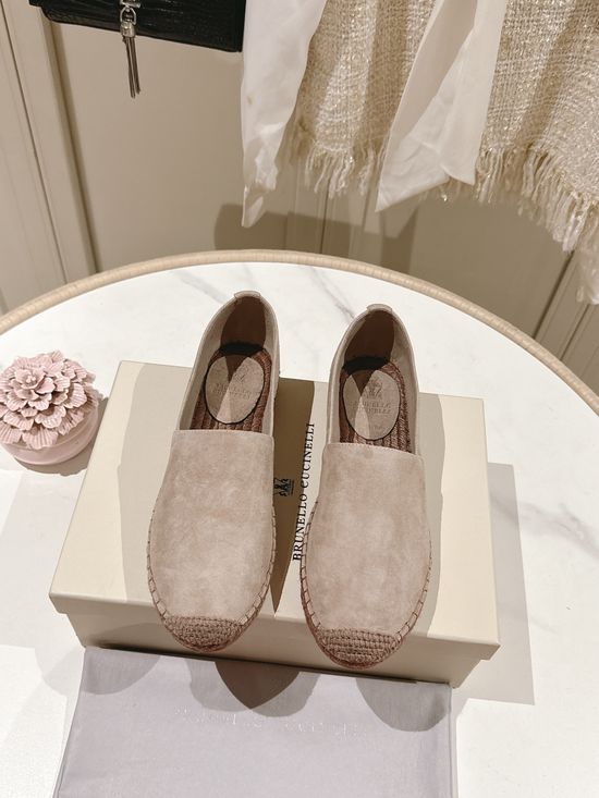 Brunello Cucinelli Classic Linen Blend Espadrilles Hand Stitched Non Slip Sole