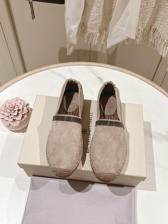 Brunello Cucinelli Classic Linen Blend Espadrilles Hand Stitched Non Slip Sole