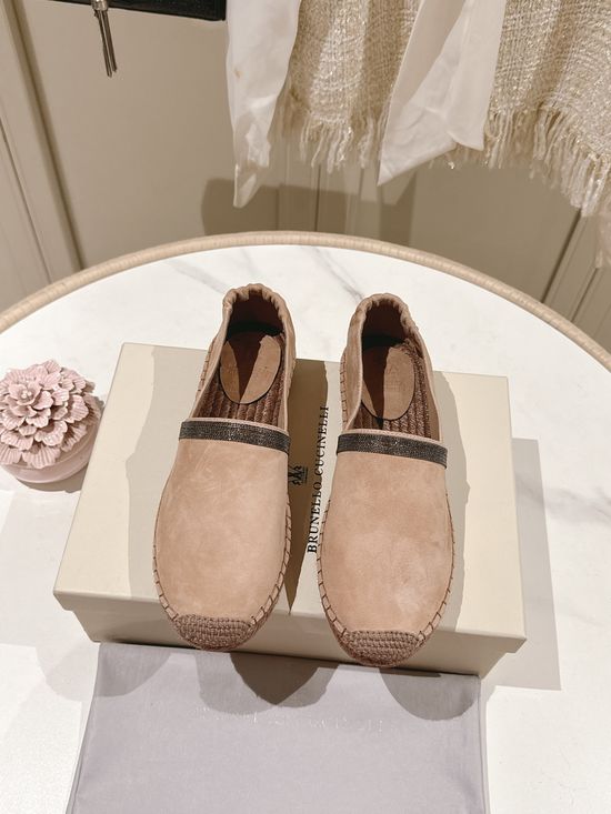 Brunello Cucinelli Classic Linen Blend Espadrilles Hand Stitched Non Slip Sole