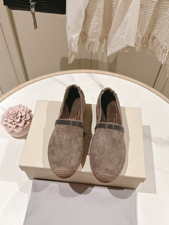 Brunello Cucinelli Classic Linen Blend Espadrilles Hand Stitched Non Slip Sole
