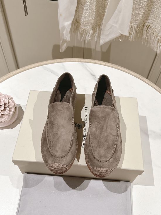Brunello Cucinelli Classic Linen Blend Espadrilles Hand Stitched Non Slip Sole