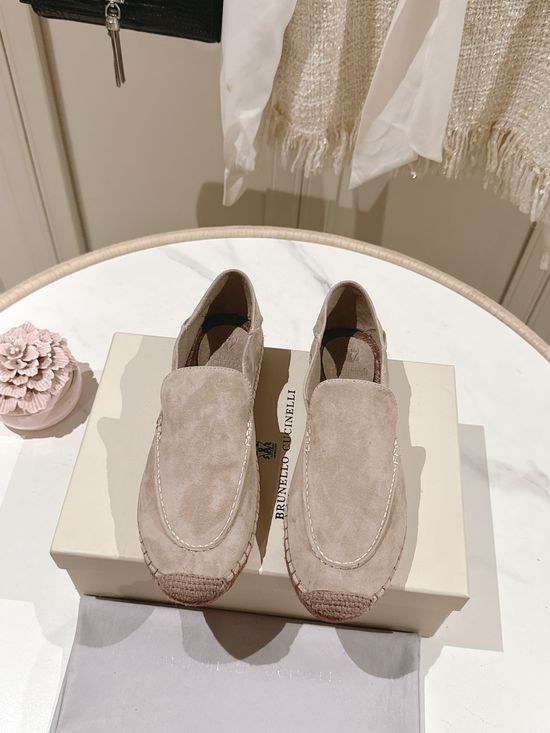 Brunello Cucinelli Classic Linen Blend Espadrilles Hand Stitched Non Slip Sole