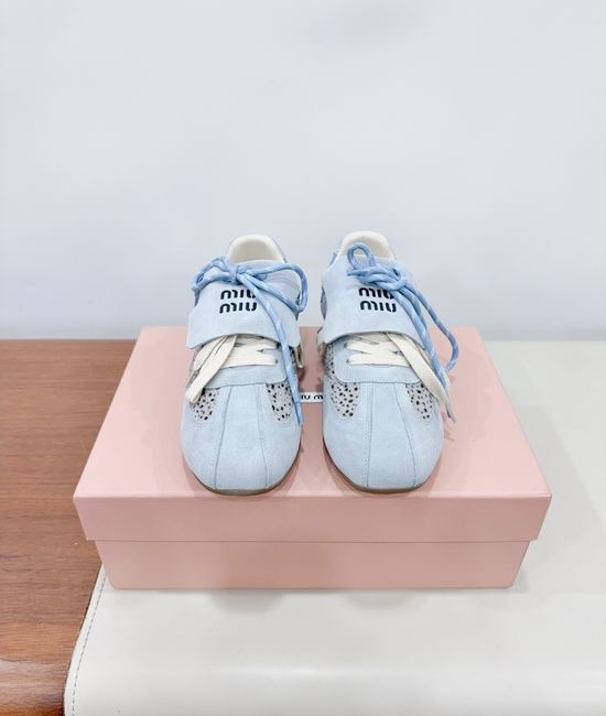 Miu Miu Lightweight Suede Stitched Comfortable Casual Sneakers