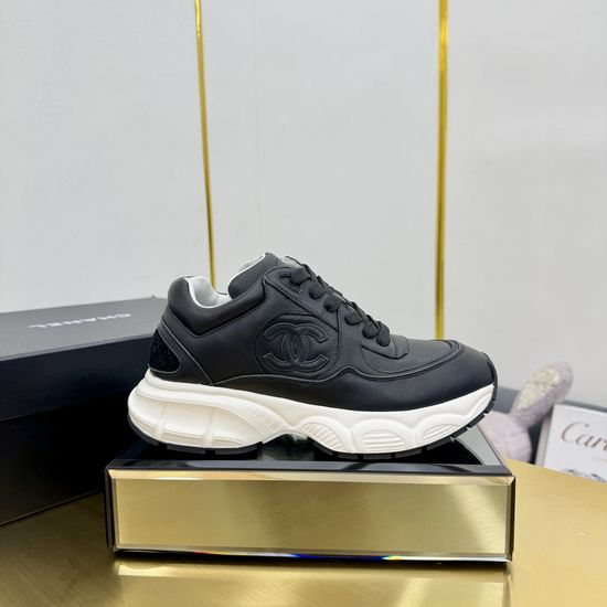 Chanel Embroidered Leather Casual Versatile Comfortable Sports Sneakers