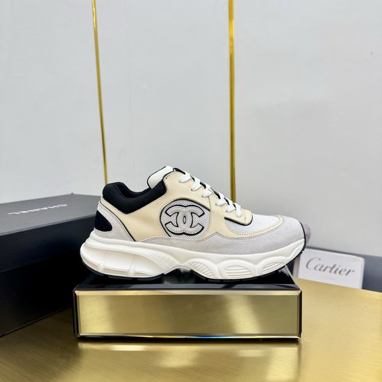 Chanel Embroidered Leather Casual Versatile Comfortable Sports Sneakers