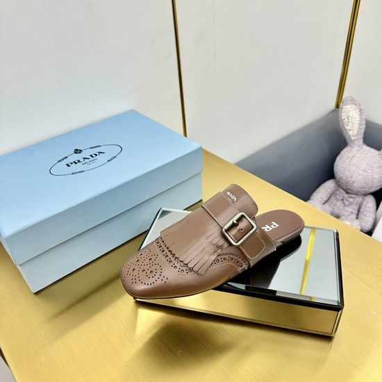Prada Retro Fringed Casual Slip On Half Slippers With Durable Sole
