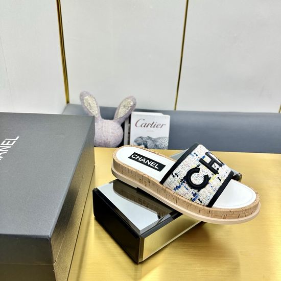 Chanel Classic Bicolor Weave Slides Soft Comfortable Non Slip