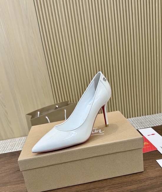 Christian Louboutine Patent Leather Sparkling Elegant Dress Heels With Two Heel Heights