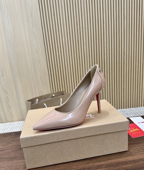 Christian Louboutine Patent Leather Sparkling Elegant Dress Heels With Two Heel Heights