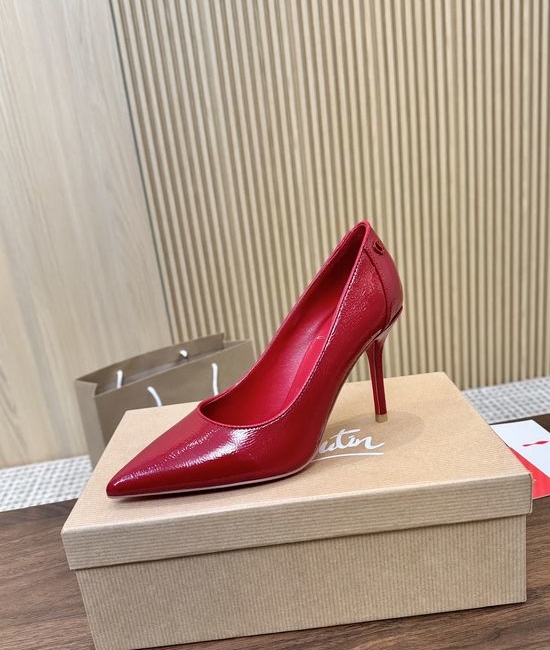 Christian Louboutine Patent Leather Sparkling Elegant Dress Heels With Two Heel Heights
