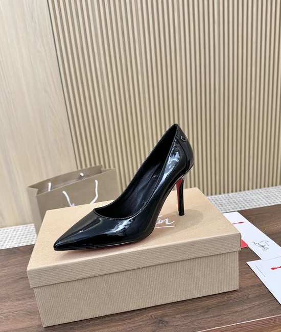 Christian Louboutine Patent Leather Sparkling Elegant Dress Heels With Two Heel Heights