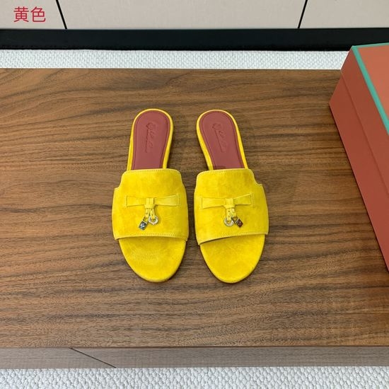 Loro Piana Suede Flat Slides With Decorative Charm Strap