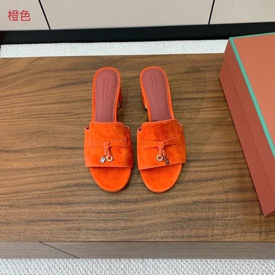 Loro Piana Suede Flat Slides With Decorative Charm Strap