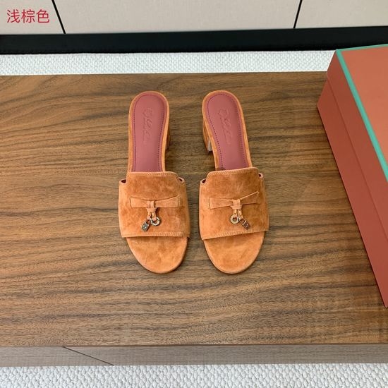 Loro Piana Suede Flat Slides With Decorative Charm Strap