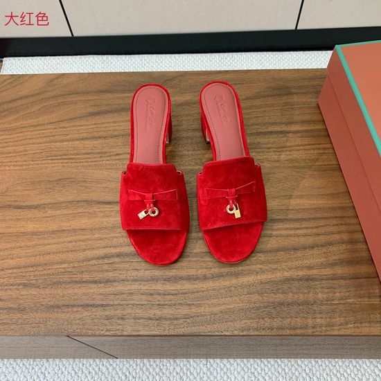 Loro Piana Suede Flat Slides With Decorative Charm Strap