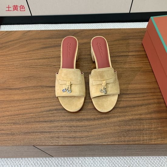 Loro Piana Suede Flat Slides With Decorative Charm Strap
