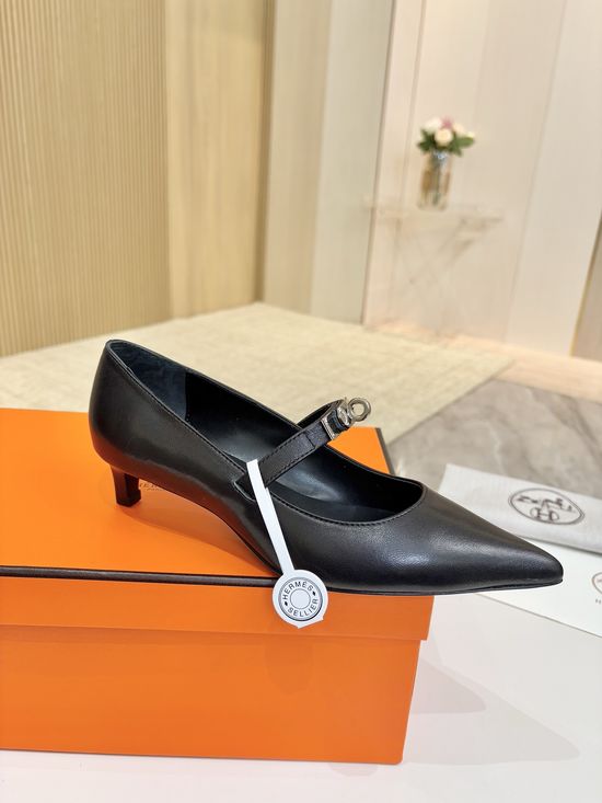 Hermes Black Plant-Tanned Sheepskin, Genuine Leather Sole