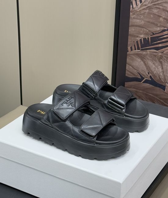Prada Soft Leather Platform Comfort Casual Summer Sandals