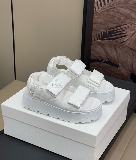 Prada Soft Leather Platform Comfort Casual Summer Sandals