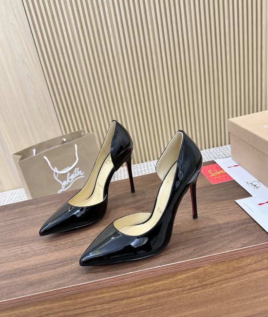 Christian Louboutine Patent Leather Cutout High Heel Dress Shoes