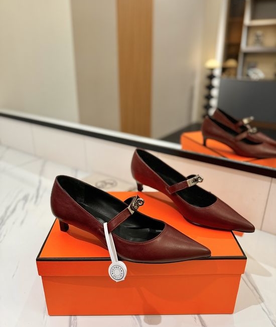 Hermes Premium Soft Leather Low Heel Comfortable Dress Shoes