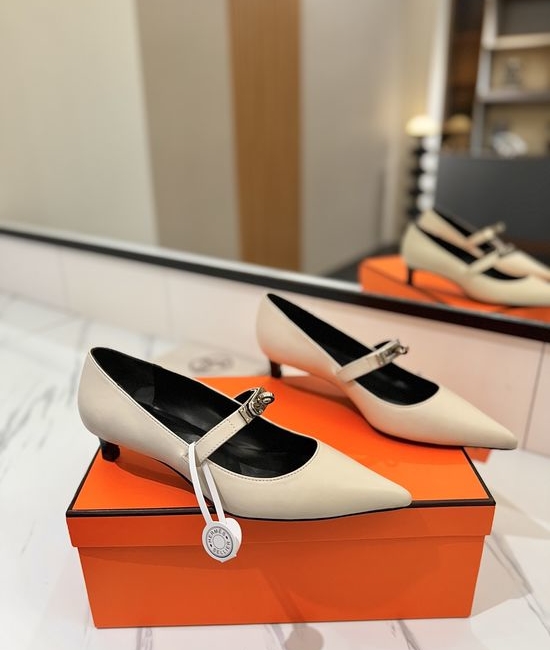 Hermes Premium Soft Leather Low Heel Comfortable Dress Shoes
