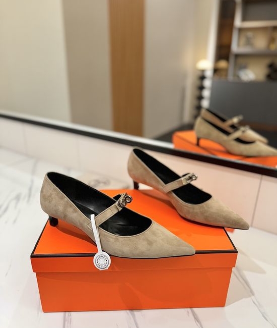 Hermes Premium Suede Low Heel Comfortable Dress Shoes