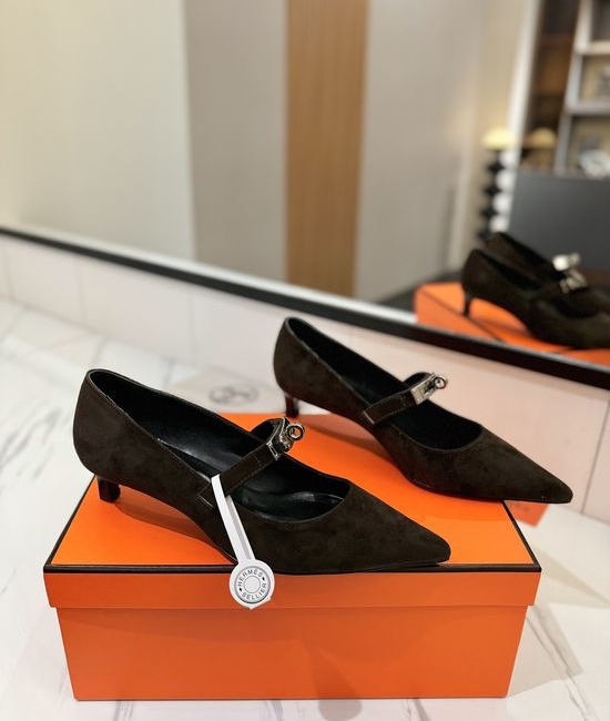 Hermes Premium Suede Low Heel Comfortable Dress Shoes