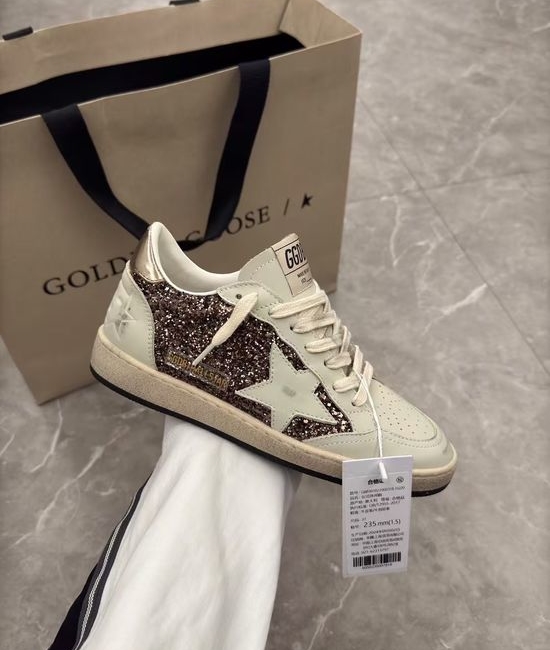 Golden Goose GGDB Caramel Plaid Gold Heel Distressed Casual Sneakers Durable