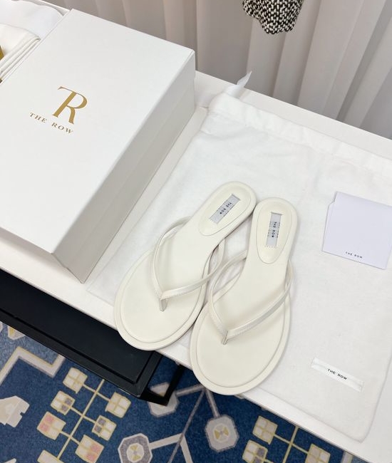 The Row Premium Leather Thong Slippers Casual Comfortable Daily Wear