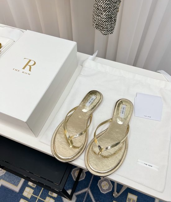 The Row Premium Leather Thong Slippers Casual Comfortable Daily Wear