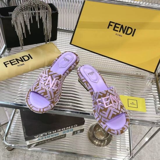 Fendi Platform Slide Sandals With Embroidered Detail