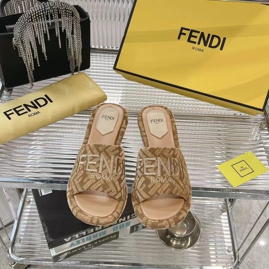 Fendi Platform Slide Sandals With Embroidered Detail