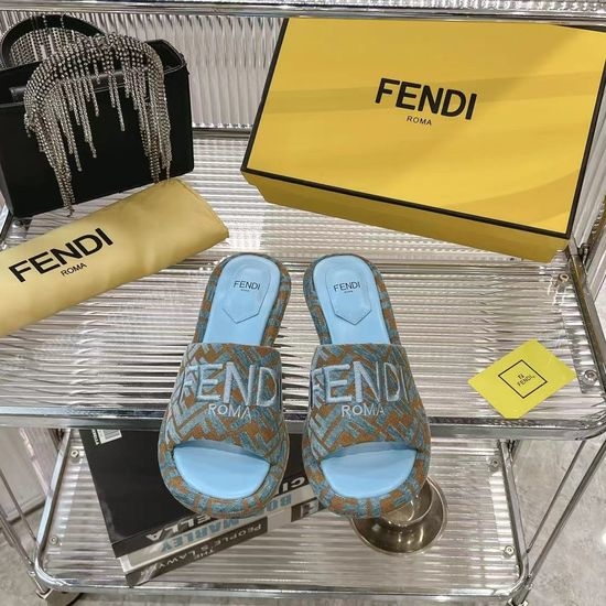 Fendi Platform Slide Sandals With Embroidered Detail