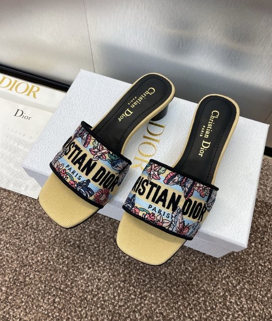Christian Dior CD Embroidered Stiletto Heel Sandals with Transparent Straps
