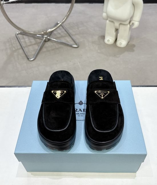 Prada Thick Sole Platform Slide Sandals Comfortable Casual Footwear