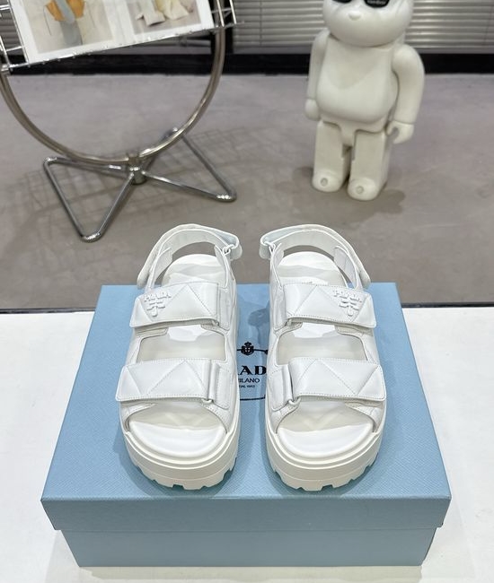 Prada Dual Buckle Thick Platform Slide Sandals Comfortable Daily Shoes