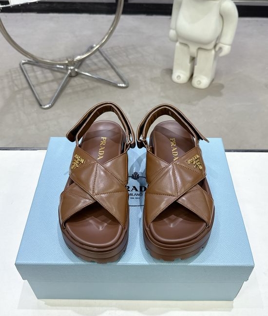 Prada Dual Buckle Thick Platform Slide Sandals Comfortable Daily Shoes
