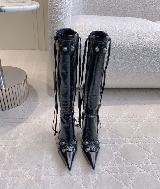 Balenciaga Fringed Rivet Ankle Boot Calf Leather Comfortable