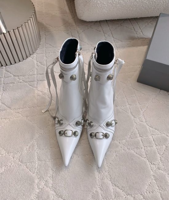 Balenciaga Fringed Rivet Ankle Boot Calf Leather Comfortable