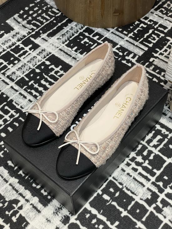 Chanel Bowknot Tweed Ballet Flats Soft Lined Comfortable Daily Shoes