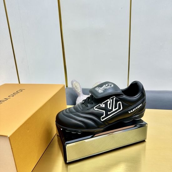Louis Vuitton LV Designer Inspired Soccer-themed Sneakers with Dynamic Logos