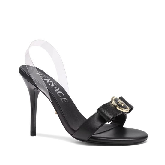 Versace Cowhide Clear TPU Stiletto Heel Slide Sandals