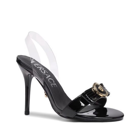 Versace Cowhide Clear TPU Stiletto Heel Slide Sandals