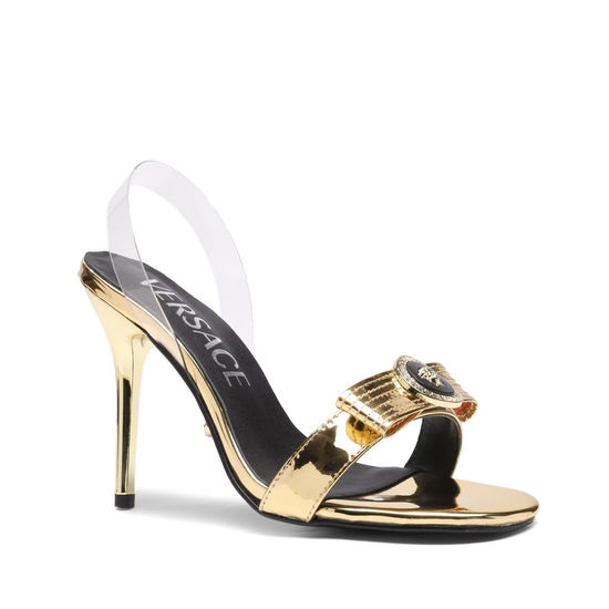 Versace Cowhide Clear TPU Stiletto Heel Slide Sandals