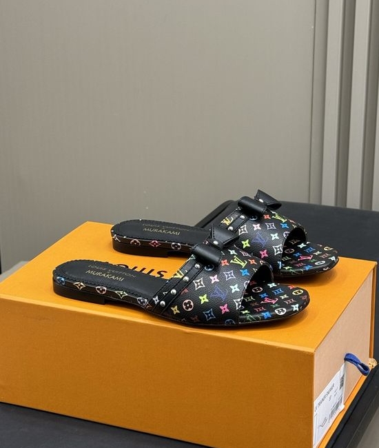 Louis Vuitton LV Bow Decor Flat Slippers With Leather Lining And Rivets